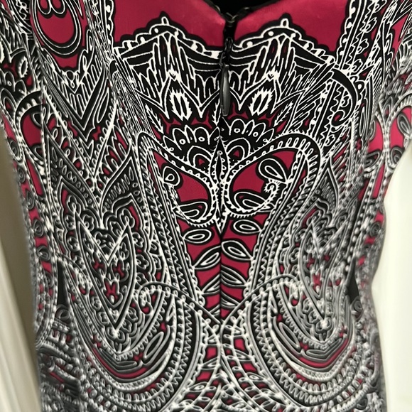 London Times Dress with Faux Leather Cap Sleeves - Picture 3 of 7